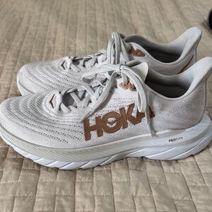 Hoka White and Brown Athletic Shoes